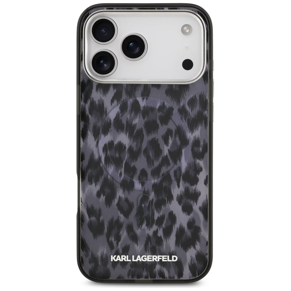 Karl Lagerfeld IML Leopard Pattern MagSafe dėklas iPhone 17 Pro Max - Juodas -- iPhone 17 Pro Max
