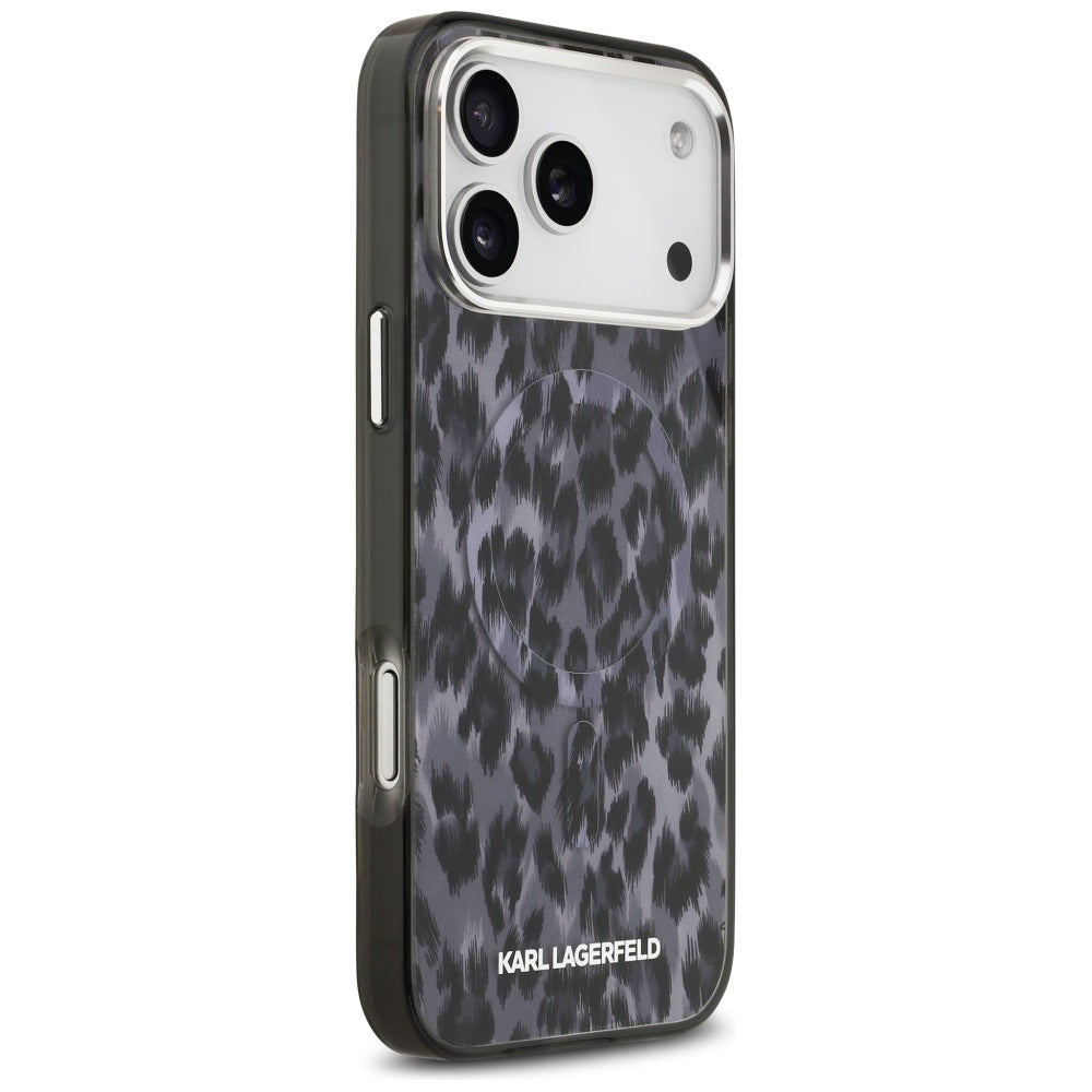 Karl Lagerfeld IML Leopard Pattern MagSafe dėklas iPhone 17 Pro Max - Juodas -- iPhone 17 Pro Max