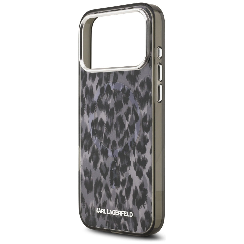 Karl Lagerfeld IML Leopard Pattern MagSafe dėklas iPhone 17 Pro Max - Juodas -- iPhone 17 Pro Max