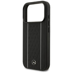 Mercedes Leather Star Pattern Stripes MagSafe dėklas iPhone 17 Pro - juodas -- iPhone 17 Pro