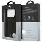 Mercedes Leather Star Pattern Stripes MagSafe dėklas iPhone 17 Pro - juodas -- iPhone 17 Pro