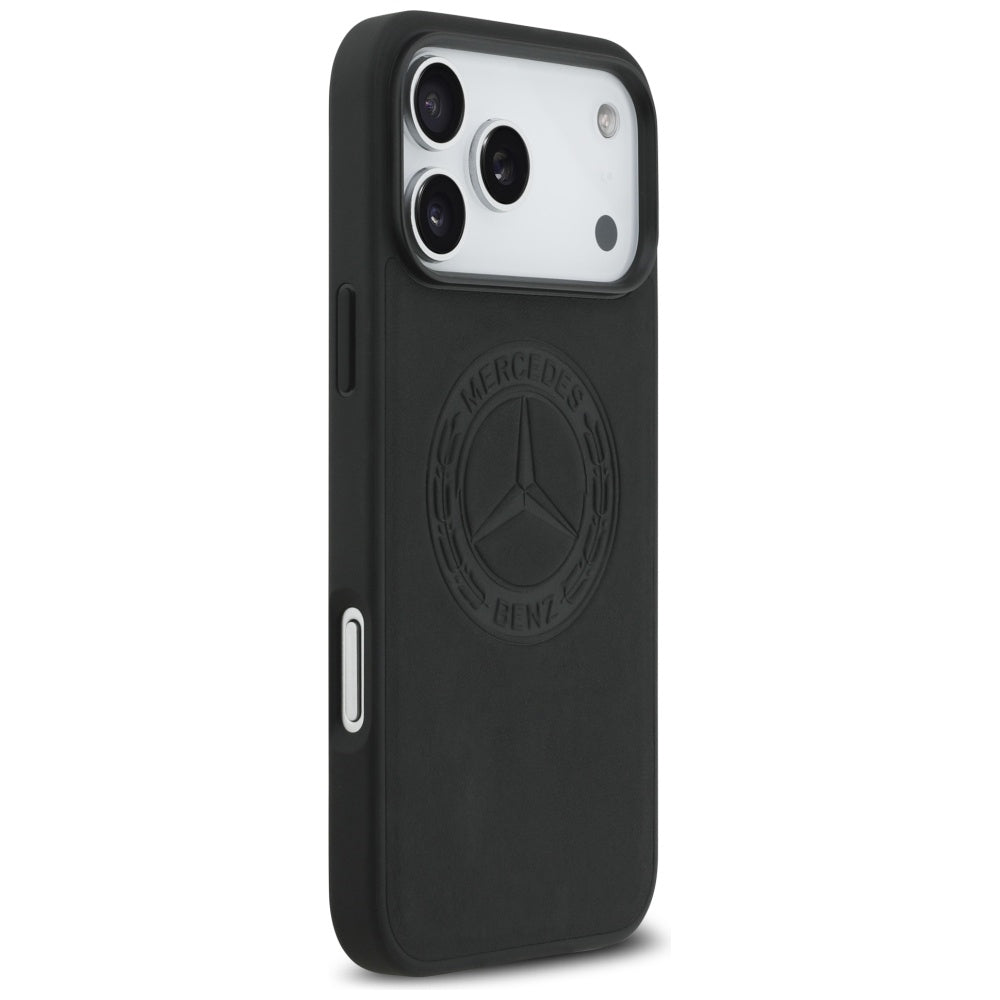 „Mercedes Leather Vintage“ logotipas MagSafe Dėklas, skirtas iPhone 17 Pro Max – juodas