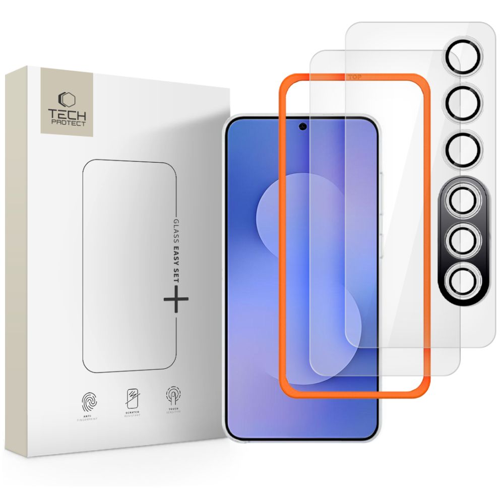 Tech-Protect Easy Set+ grūdintas stiklas Galaxy S25 FE – skaidrus -- Samsung Galaxy S25 FE