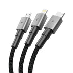 Tech-Protect Laidas UltraBoost DNA 3in1 USB-C / Micro-USB / Lightning 120 cm - pilkas -- Cell phone cables