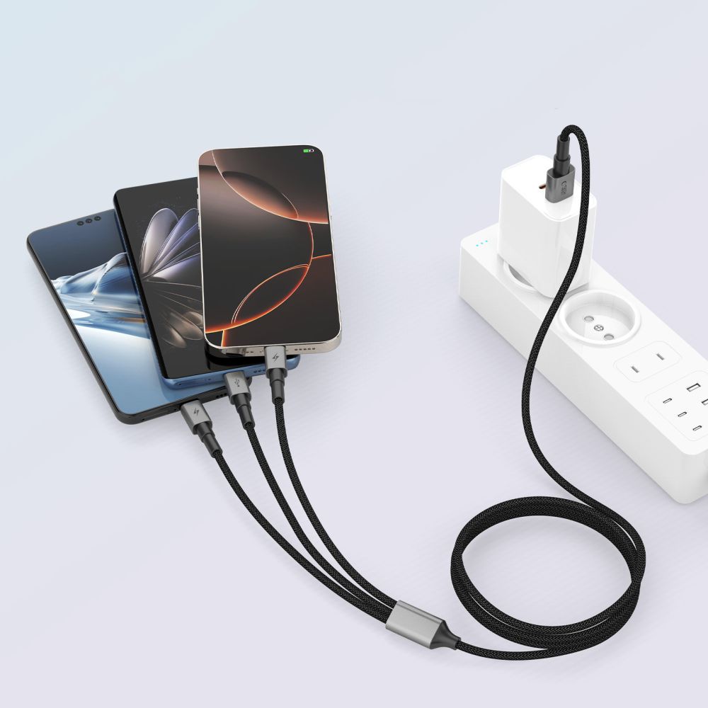 Tech-Protect Laidas UltraBoost DNA 3in1 USB-C / Micro-USB / Lightning 120 cm - pilkas -- Cell phone cables