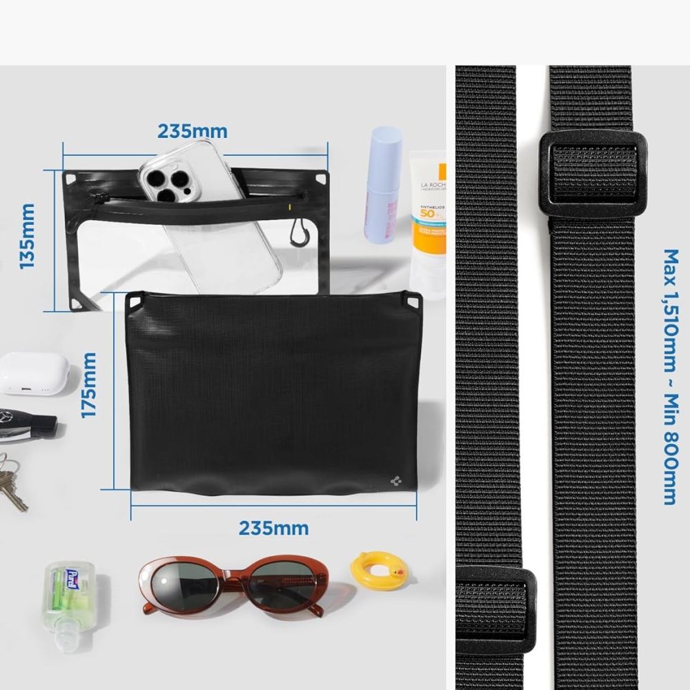 Spigen A640 vandeniui atsparus telefono krepšys – juodas