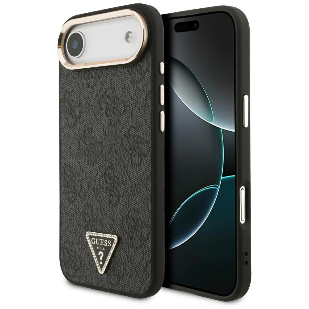 Guess 4G Triangle Logo MagSafe dėklas, skirtas iPhone Air - juodas ir auksinis