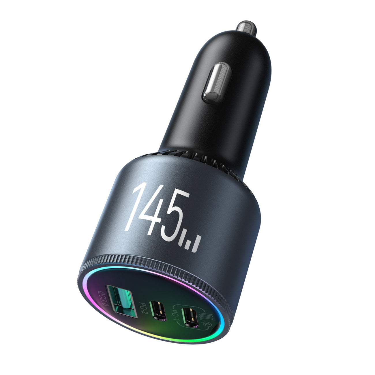 Joyroom automobilių įkroviklis JR-CCN07 145W 2xUSB-C USB-A + 100W USB-C laidas, tamsiai pilkas