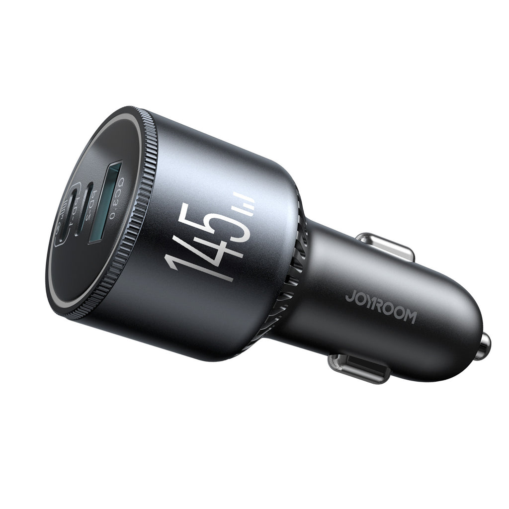 Joyroom automobilių įkroviklis JR-CCN07 145W 2xUSB-C USB-A + 100W USB-C laidas, tamsiai pilkas