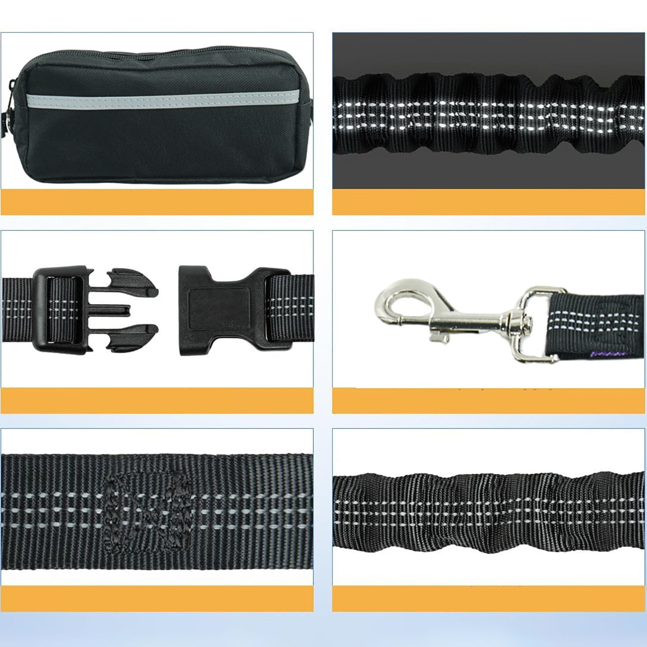 Wozinsky WPST-01 šoninis dirželis su kišene ir elastine pavadėle bėgimui su šuniu - juodas -- Cycling Accessories
