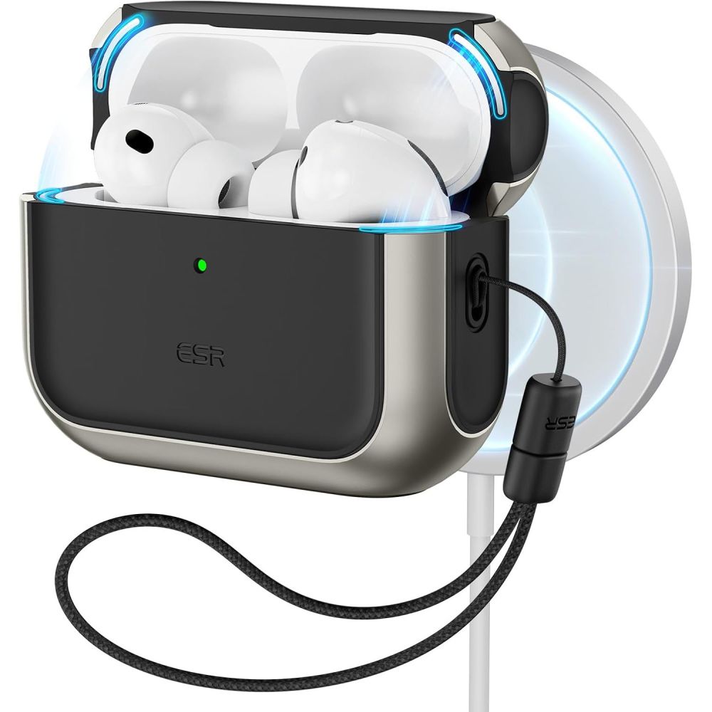 ESR Orbit HaloLock MagSafe dėklas AirPods Pro 3 – pilkas/juodas -- AirPods Pro 3