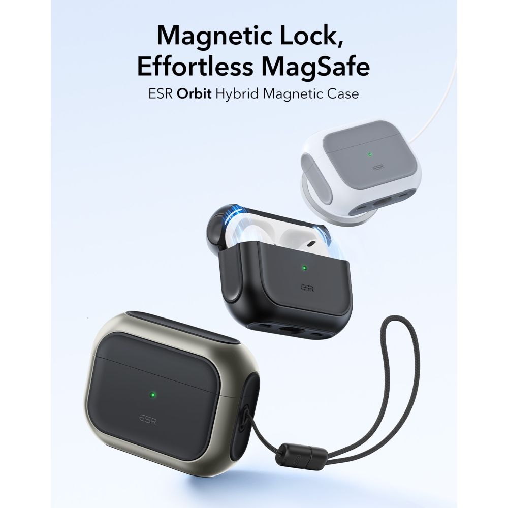 ESR Orbit HaloLock MagSafe dėklas AirPods Pro 3 – pilkas/juodas -- AirPods Pro 3