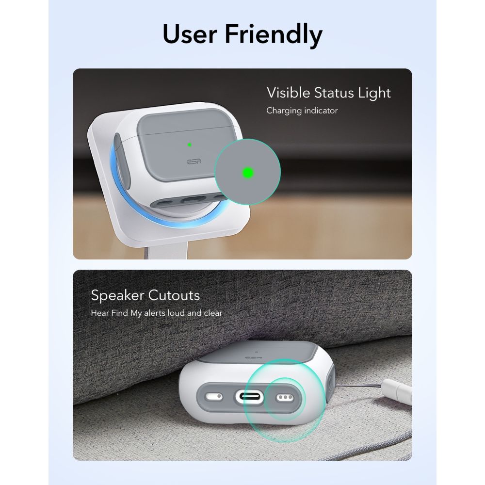 ESR Orbit HaloLock MagSafe dėklas AirPods Pro 3 – baltas -- AirPods Pro 3