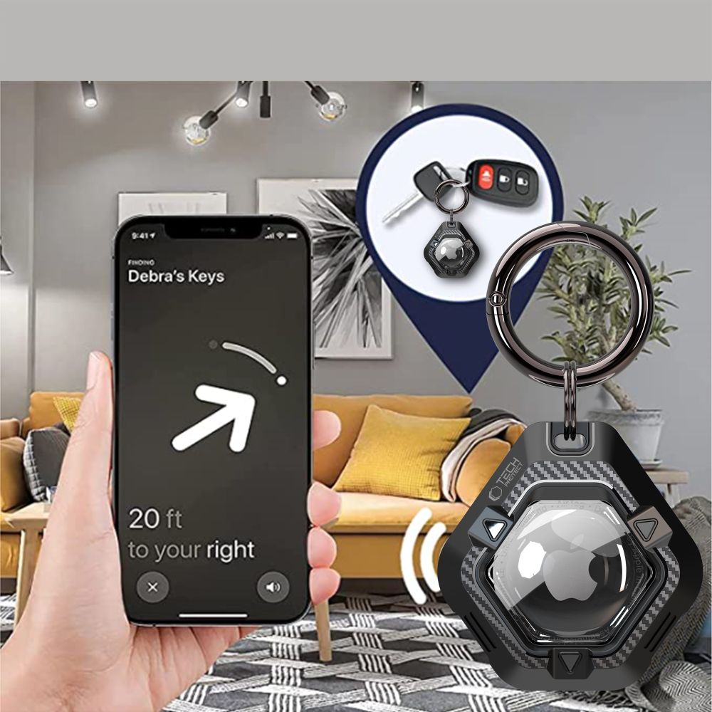 Tech-Protect Defense dėklas Apple AirTag – juodas -- Apple AirTag