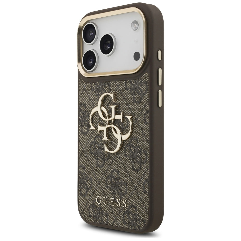 Guess 4G Big 4G Classic Logo Big Strap Metal Buttons dėklas iPhone 17 Pro - Ruda -- iPhone 17 Pro