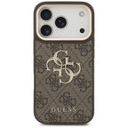 Guess 4G Big 4G Classic Logo Big Strap Metal Buttons dėklas iPhone 17 Pro - Ruda -- iPhone 17 Pro