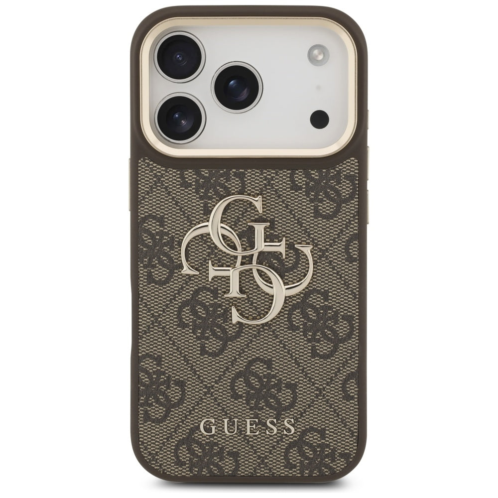 Guess 4G Big 4G Classic Logo Big Strap Metal Buttons dėklas iPhone 17 Pro - Ruda -- iPhone 17 Pro