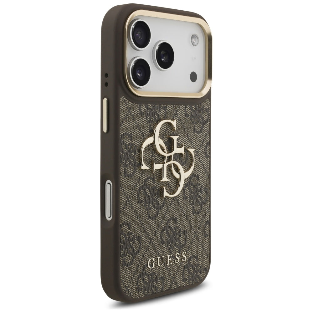 Guess 4G Big 4G Classic Logo Big Strap Metal Buttons dėklas iPhone 17 Pro - Ruda -- iPhone 17 Pro