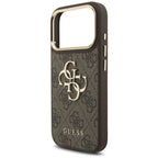 Guess 4G Big 4G Classic Logo Big Strap Metal Buttons dėklas iPhone 17 Pro - Ruda -- iPhone 17 Pro