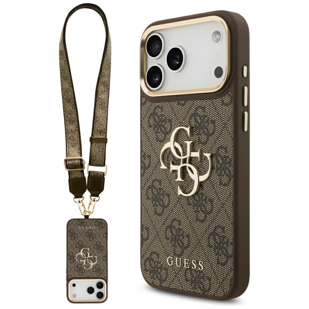 Guess 4G Big 4G Classic Logo Big Strap Metal Buttons dėklas iPhone 17 Pro Max - Ruda -- iPhone 17 Pro Max