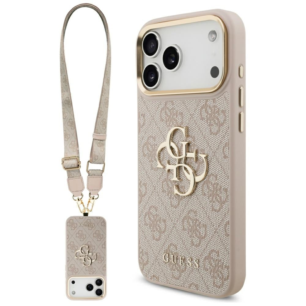 Guess 4G Big 4G Classic Logo Big Strap Metal Buttons dėklas iPhone 17 Pro Max - Rožinė -- iPhone 17 Pro Max