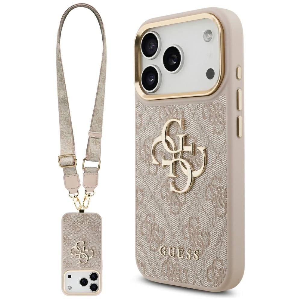 Guess 4G Big 4G Classic Logo Big Strap Metal Buttons dėklas iPhone 17 Pro - Rožinė -- iPhone 17 Pro