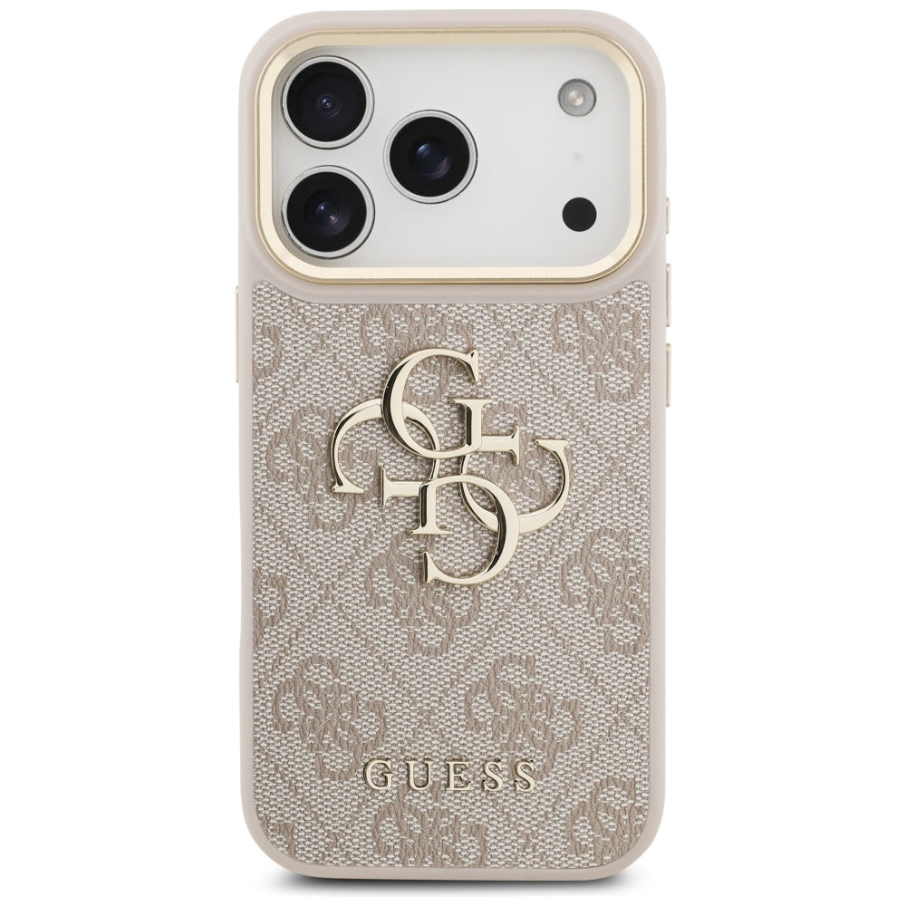 Guess 4G Big 4G Classic Logo Big Strap Metal Buttons dėklas iPhone 17 Pro - Rožinė -- iPhone 17 Pro