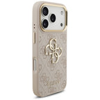 Guess 4G Big 4G Classic Logo Big Strap Metal Buttons dėklas iPhone 17 Pro - Rožinė -- iPhone 17 Pro