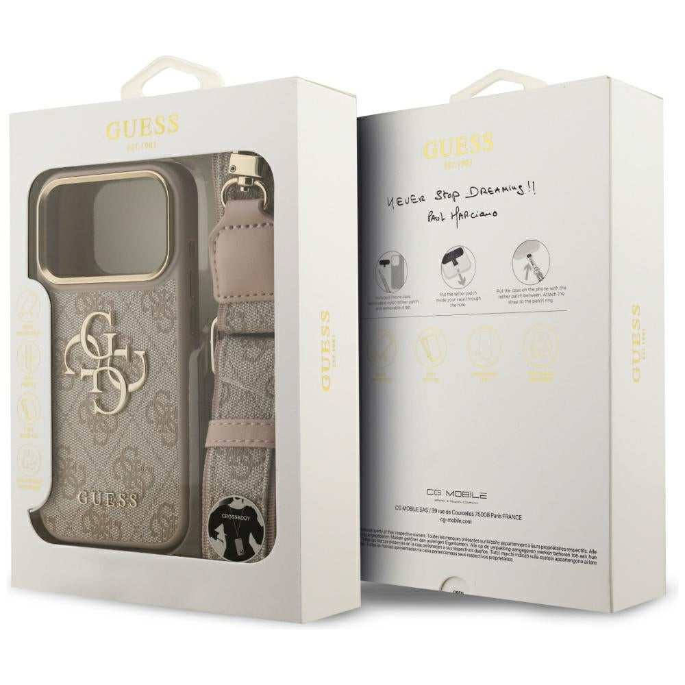 Guess 4G Big 4G Classic Logo Big Strap Metal Buttons dėklas iPhone 17 Pro - Rožinė -- iPhone 17 Pro