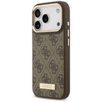 Guess 4G Logo Plate MagSafe dėklas iPhone 17 Pro - rudas -- iPhone 17 Pro