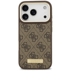 Guess 4G Logo Plate MagSafe dėklas iPhone 17 Pro - rudas -- iPhone 17 Pro