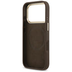 Guess 4G Logo Plate MagSafe dėklas iPhone 17 Pro - rudas -- iPhone 17 Pro