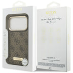 Guess 4G Logo Plate MagSafe dėklas iPhone 17 Pro - rudas -- iPhone 17 Pro