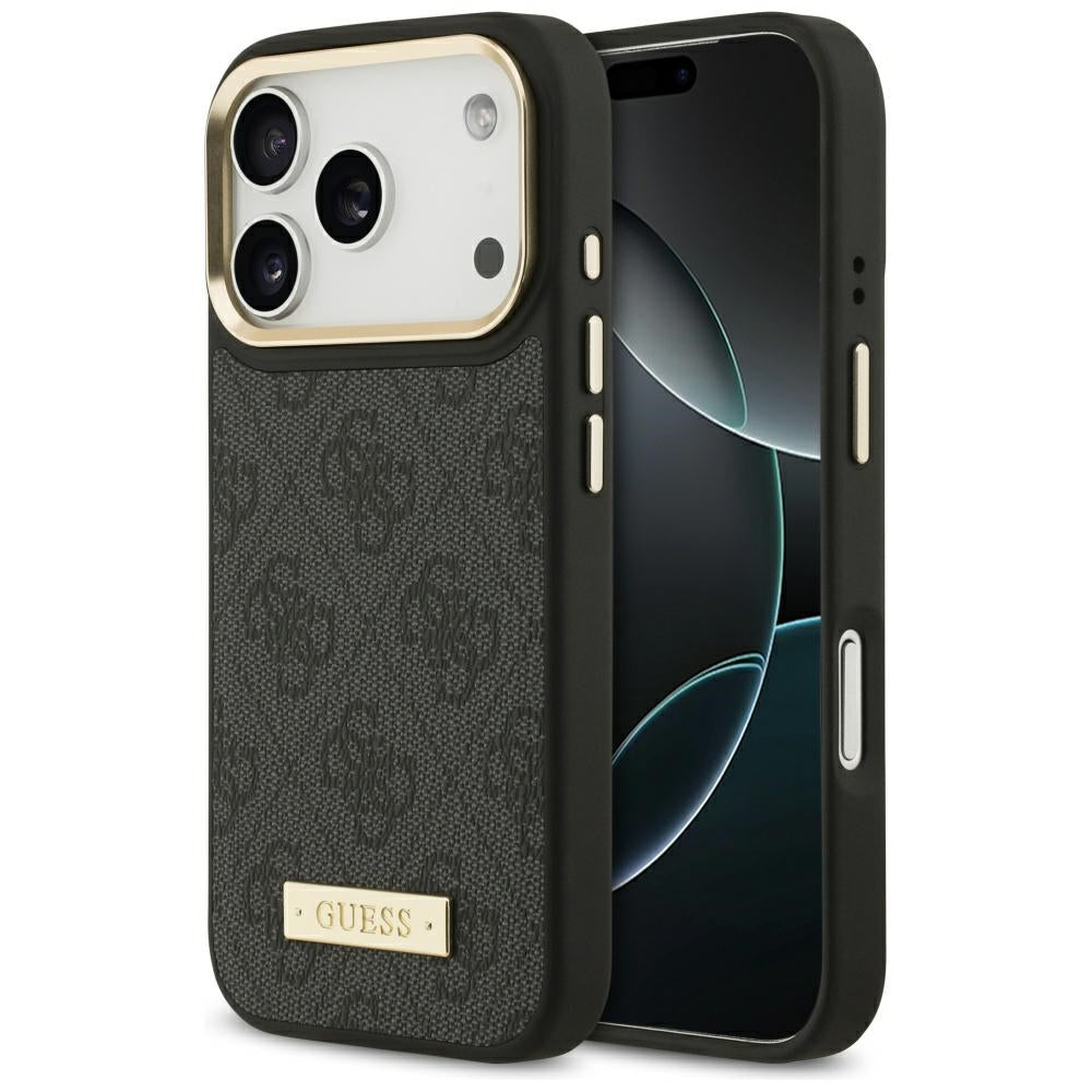 Guess 4G Logo Plate MagSafe dėklas iPhone 17 Pro - juodas -- iPhone 17 Pro