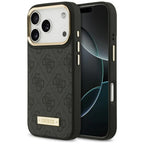Guess 4G Logo Plate MagSafe dėklas iPhone 17 Pro - juodas -- iPhone 17 Pro