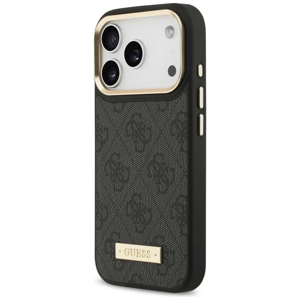 Guess 4G Logo Plate MagSafe dėklas iPhone 17 Pro - juodas -- iPhone 17 Pro