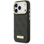 Guess 4G Logo Plate MagSafe dėklas iPhone 17 Pro - juodas -- iPhone 17 Pro