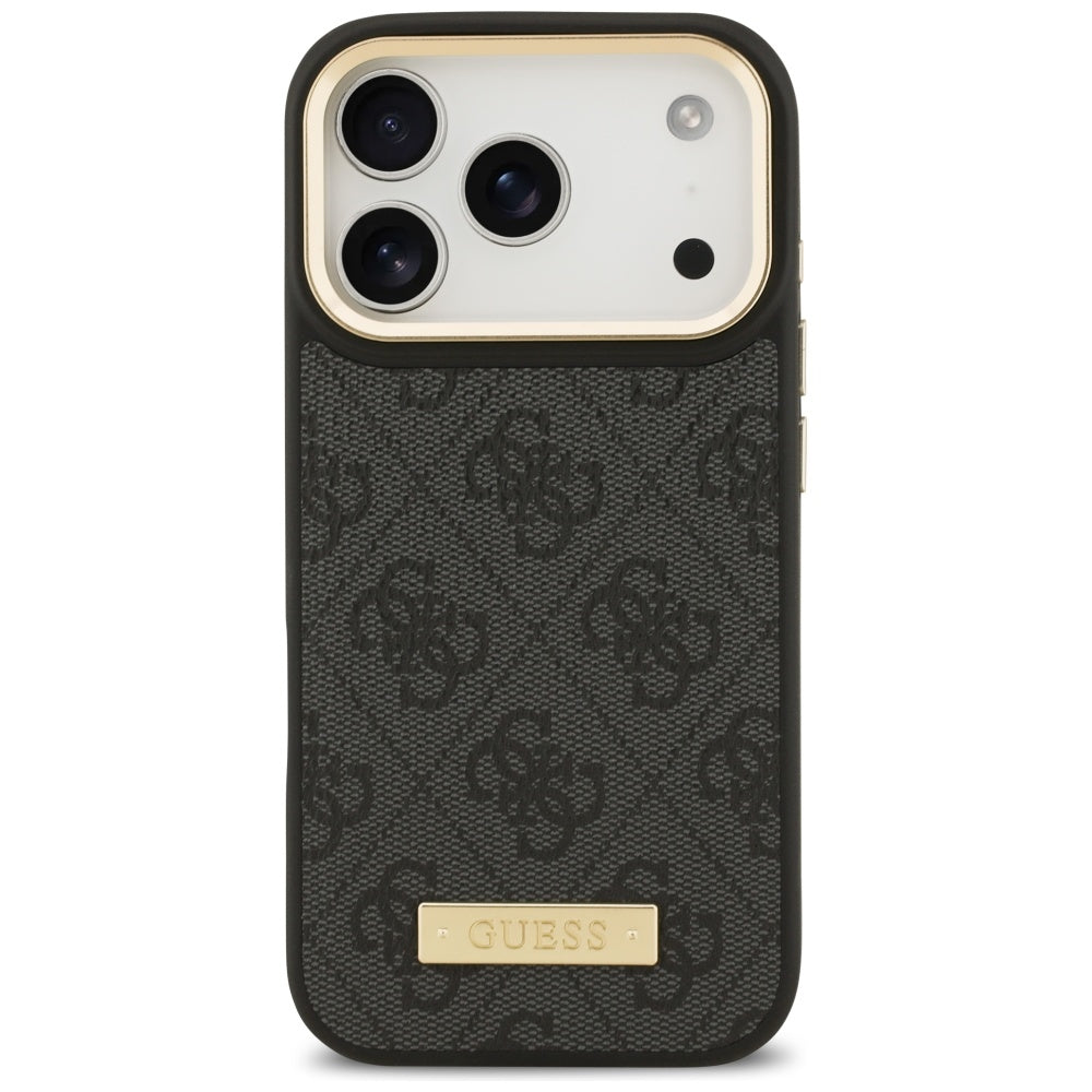 Guess 4G Logo Plate MagSafe dėklas iPhone 17 Pro - juodas -- iPhone 17 Pro