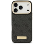 Guess 4G Logo Plate MagSafe dėklas iPhone 17 Pro - juodas -- iPhone 17 Pro