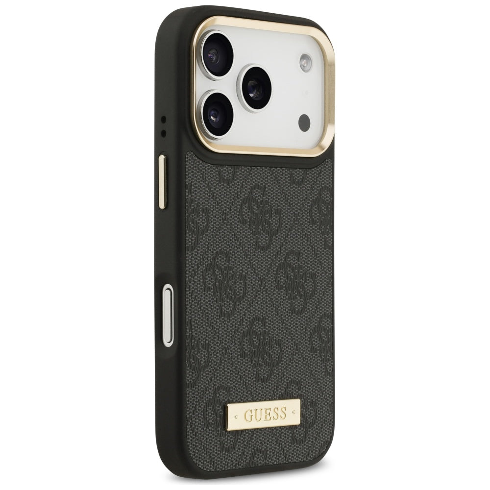 Guess 4G Logo Plate MagSafe dėklas iPhone 17 Pro - juodas -- iPhone 17 Pro