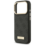 Guess 4G Logo Plate MagSafe dėklas iPhone 17 Pro - juodas -- iPhone 17 Pro