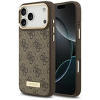 Guess 4G Logo Plate MagSafe dėklas iPhone 17 Pro Max - rudas -- iPhone 17 Pro Max