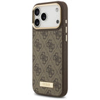 Guess 4G Logo Plate MagSafe dėklas iPhone 17 Pro Max - rudas -- iPhone 17 Pro Max