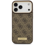 Guess 4G Logo Plate MagSafe dėklas iPhone 17 Pro Max - rudas -- iPhone 17 Pro Max