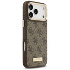 Guess 4G Logo Plate MagSafe dėklas iPhone 17 Pro Max - rudas -- iPhone 17 Pro Max