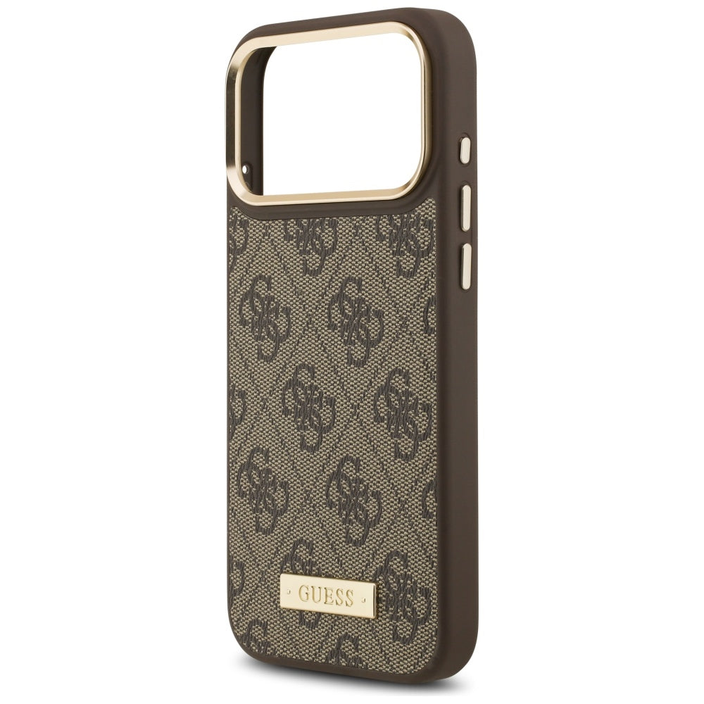 Guess 4G Logo Plate MagSafe dėklas iPhone 17 Pro Max - rudas -- iPhone 17 Pro Max