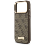 Guess 4G Logo Plate MagSafe dėklas iPhone 17 Pro Max - rudas -- iPhone 17 Pro Max