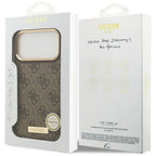 Guess 4G Logo Plate MagSafe dėklas iPhone 17 Pro Max - rudas -- iPhone 17 Pro Max