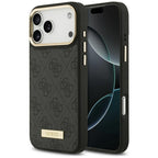 Guess 4G Logo Plate MagSafe dėklas iPhone 17 Pro Max - juodas -- iPhone 17 Pro Max