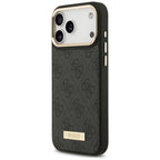 Guess 4G Logo Plate MagSafe dėklas iPhone 17 Pro Max - juodas -- iPhone 17 Pro Max